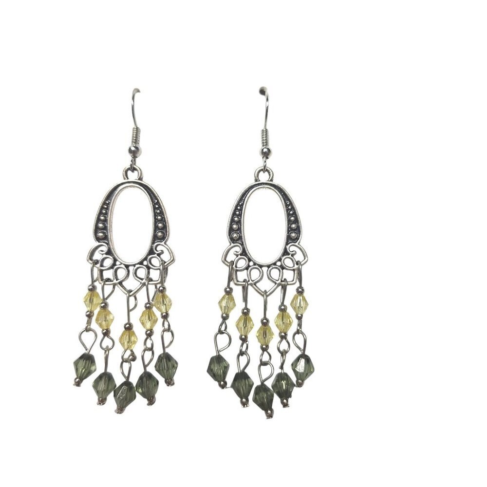 Boho Beaded Cascade Chandelier Earrings Costume Jewelry